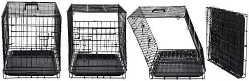 DONORO Dog Crates for Medium Large Size Dogs Indoor Double Door Dog Kennels & Houses for Puppy and Cats, Collapsible Metal Contour Dog Cages (Brown, 36.0" L x 23.0" W x 25.0" H)
