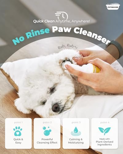 [PETHROOM] Pet Cleansing Kit, Quick Dry Zero Waterless Shampoo and Sponge Towel, Lightweight, Super Absorbent and Quick Drying Doggie Dryer Microfiber Towel