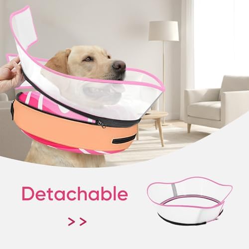 Supet Raised Inflatable Dog Cone After Surgery - Adjustable Recovery Donut Collar with Removable Shield to Stop Licking Wounds & Protect Stitches - Soft Dog Cone Alternative for Large Dogs (Pink,XL)