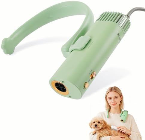 Neck Dryer for Pet Grooming 1400W High Velocity - Hands-Free Neck Band Pet Hair Blow Dryer, Low Noise Negative Ion Pet Grooming Dryer with 4 Heat/Cool Modes Quiet Neck Dryer for Dogs Cats Home & Salon