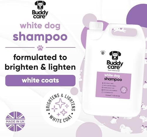 White Dog Shampoo by Buddycare | Brightening and Whitening Shampoo for Dogs | Deep Cleansing, Fresh Scented | with Aloe Vera and Pro Vitamin B5 (169.07oz)