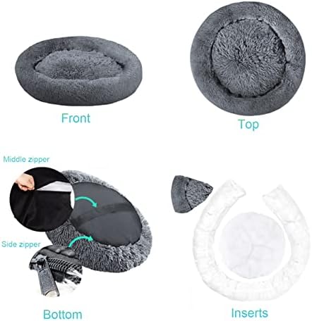 SAVFOX Calming Donut Dog Bed, 54", Dark Grey