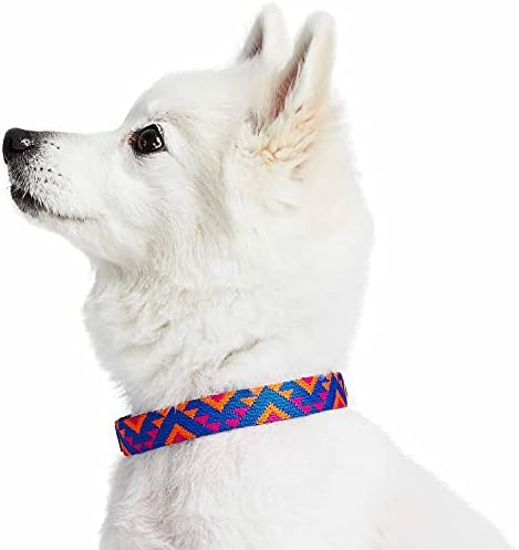 Blueberry Pet Southwestern Tribal Triangles Navy Blue Adjustable Dog Collar with Metal Buckle, Neck 13-16.5", for Medium Breed