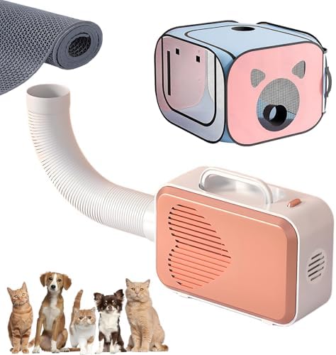 Pet Dryer with Pet Dryer Box 108L and Pad, Hands-Free, Ventilation and Circulation, Anti Hair Flying, Foldable Low Noise ldeal for Drying Cat and Dog Hair