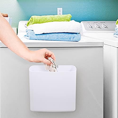 Picowe Magnetic Laundry Storage, 2 Pack Lint Holder Bin for Laundry Room, Space-Saving Trash Container Hanging on Dryer, Washer or Wall Mount Trash Bin (Gray White)