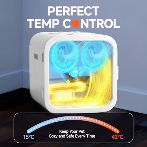 68L Automatic Pet Dryer Box for Cats & Small Dogs – Ultra Quiet, Smart Temp Control, 360° Dual Airflow, Fast & Safe Drying,Care Window， Negative Ion Care for Home Grooming