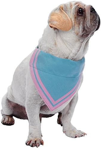 Blueberry Pet Stunning Pastels Modern Triangle Light Blue Cotton Blend Neckerchief Scarf Bandana Adjustable Dog Collar, Small, Neck 12"-16"