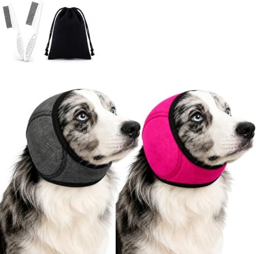 Dog Ear Muffs Noise Protection, Adjustable No-Flap Dog Ear Cover for Fireworks, Thunderstorms, Grooming, Blow Drying