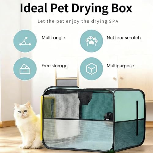 Cat Bath Cage, Lightweight Foldable Cat Dryer Box for Most Scenarios