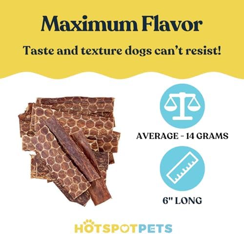 hotspot pets Beef Esophagus Dog Treats (6 INCHES - 25 Count) Grass Fed with No Added Hormone, All Natural Jerky Dog Treats - Dog Chews Rich in Glucosamine & Chondroitin for Joint Health