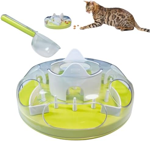 Interactive Cat Treat Puzzle Enrichment Toys, Neon Green | Cat Puzzle Feeder, Slow Feeder, Food Maze, Mental Stimulation Foraging Toys, for Indoor Cats and Kittens