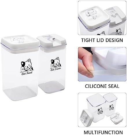 Pethiy Cat Food and pet Cat Treats Storage Container-Clear Plastic-airtight Storage Canister Tins cookie pet jars(Two-piece set)