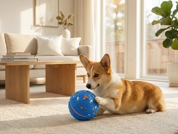 Interactive Dog Ball - Automatic Moving Dog Toy for Small Dogs, Non-Toxic Interactive Dog Toys with Squeaky, Bouncing Pet Ball for Indoor Outdoor Fetch Play (Blue)