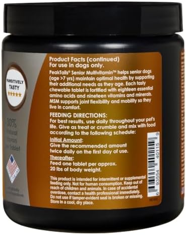 Kala Health PeakTails Senior Multivitamin for Dogs, 150 Count