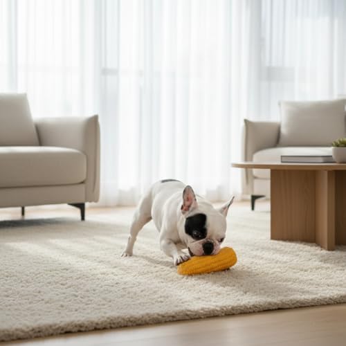Jinshining Yellow Dog Puppy Latex Corn-Shaped Squeaky Bite-Resistant Interactive Chew Toy - for Aggressive Chewers, Small/Medium/Large Dogs