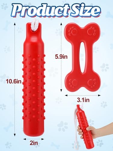 MEWTOGO 2 Pack Interactive Dog Pool Toys | Water Floating Toys for Medium Large Dogs, Fetch Training Bumpers for Beach Lake Pet Enjoyment, Red