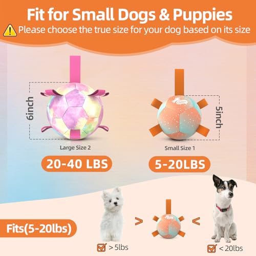 QDAN Small Puppy Dog Balls Toys, Dog Soccer Ball with Straps, 5 Inch | Interactive Toys for Tug of War, Premium Pet Training Ball, Puppy Birthday Gifts for Small Dogs, Gradient Orange