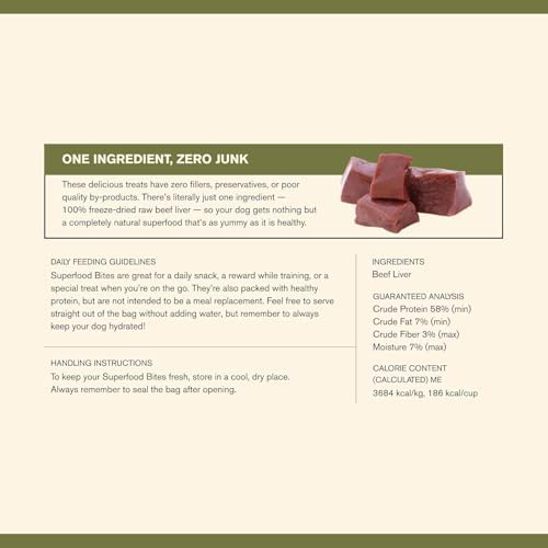 BADLANDS RANCH by Katherine Heigl – Superfood Bite Freeze-Dried Raw Beef Liver Dog Treats – High Protein Single-Ingredient Snacks for Training, Rewards & Daily Wellness – 4 oz (Pack of 8)