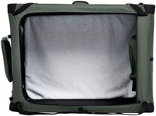 Amazon Basics Portable Foldable Soft Pet Dog Crate Carrier Kennel with Mesh Windows, Ventilation, Pockets for Large Dogs, 42 x 31 x 31 inches, Grey