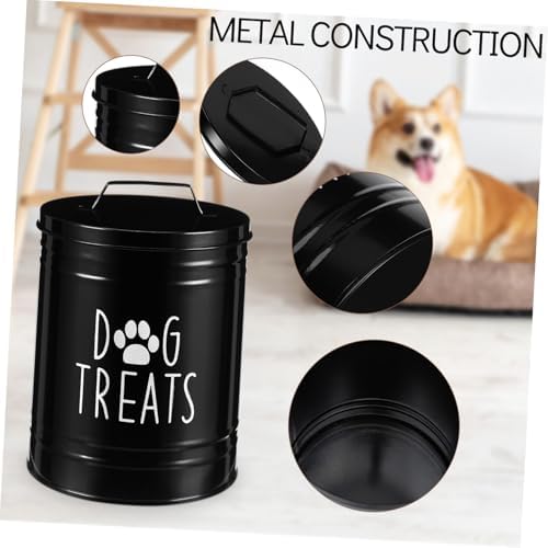 STOBAZA Metal Dog Food Storage Container with Airtight Lid Compact Pet Food Organizer for, iron, Black