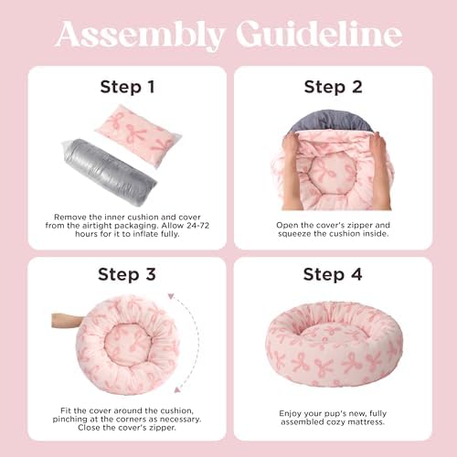 LE SURE Shown on TV Jacquard Donut Cute Small Dog Beds,Pink Taffy 23x23x7in