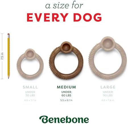 Benebone Ring Dog Chew Toy for Aggressive Chewers, Peppermint, Medium | Durable, Super Chewer, Made in USA, Dog Bones, Long-Lasting, A Size for Every Dog, Keeps Them Busy