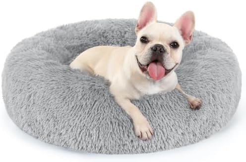 rabbitgoo Calming Cat Beds for Indoor Cats, 27 inches, Light Grey