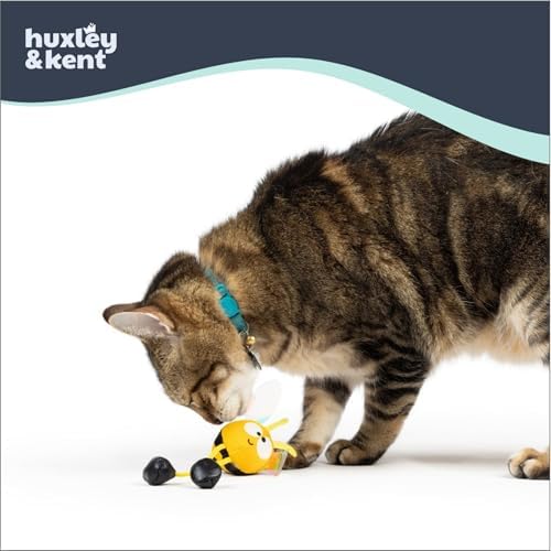 Huxley & Kent Chirpy Interactive Catnip Cat Toy, Bumble Bee | Touch Activated Chirp Chip with Auto Shut Off, Catnip & Crinkle, Dangly Motion, Soft Plush for Indoor Play