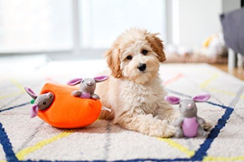ZippyPaws Burrow Interactive Dog & Puppy Toys for Boredom - Bunny n' Carrot | Stimulating Pet Products to Keep them Busy, Hide & Seek Plush Dog Puzzles, Enrichment Squeaky Toy, For Small & Medium Dogs
