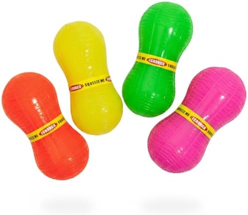 Ruff Dawg Crunchy Peanut Large 6.125” – (1 pc) Assorted Colors – Loud Crinkle Rubber Fetch Toy for Medium to Large Dogs – Ruff Flex Shell – Made in USA