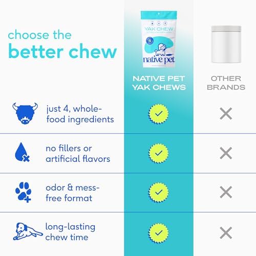 Native Pet Yak Cheese Himalayan Dog Chews - Long Lasting Dental Sticks for Medium Breeds – 100% All Natural Himalayan Yak Chews for Medium Dogs – Cheese Bone for Aggressive Chewers - 3 Per Pack