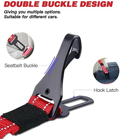 AUBELL Dog Seat Belt for Car - Updated 3-in-1 Bungee, Red