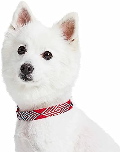 Blueberry Pet Southwestern Tribal Lozenges Stylish Red Adjustable Dog Collar with Metal Buckle, Neck 19.5-26", for Large Breed