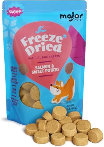 MAJOR PETS Freeze Dried Dog Treats, Salmon & Sweet Potato, 2.5oz