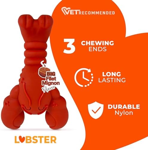 Nylabone Lobster Power Chew Toy for Dogs, Dog Toys for Aggressive Chewers | Lobster dog toy for x-large dogs 50 lbs+, designed for power chewers, filet mignon flavor