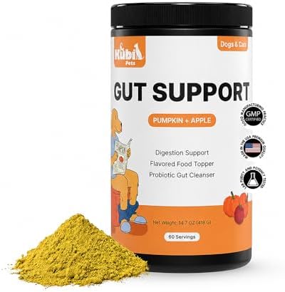 Pumpkin Gut Support for Dogs – Digestive Health Supplement with Natural Fiber & Probiotics, 60 Servings | Kubi Pets