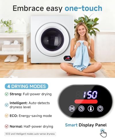 Feelfunn 2.65 Cu. Ft. Portable Clothes Dryer, 1400W Front Load