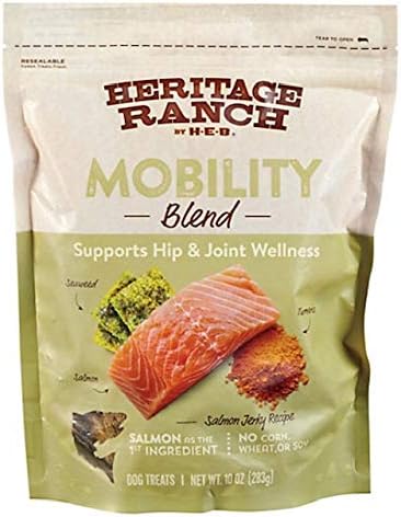 Heritage Ranch Mobility Salmon Jerky Style Dog Treat That are Grain Free for Small and Large Dogs That Help Supports Hip & Joint Wellness, One - 10oz Bag