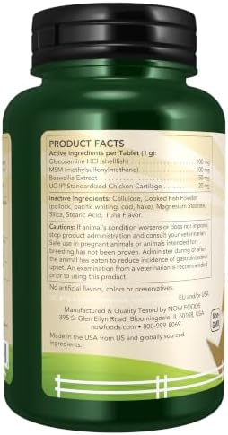 Now Pets, UC-II® Advanced Joint Mobility for Dogs and Cats, Veterinarian formulated, Help Maintain Cartilage and Connective Tissue*, 60 Chewable Tablets (60 Grams)