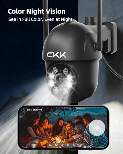CKK 2K Security Camera Outdoor, 3MP WiFi Wireless Home Security Cameras