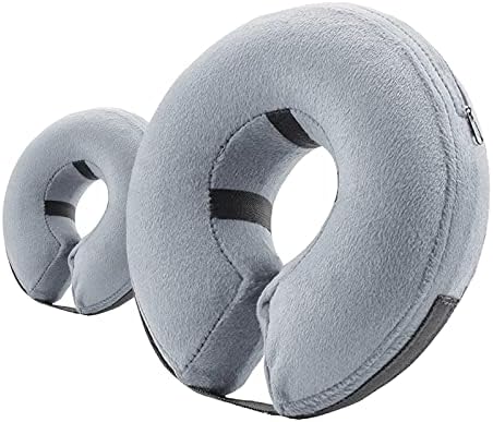 2 Packs Grey Large and Small (Post-Surgical Cones for Dogs, Soft Inflatable Collars for Dogs, Adjustable Protective Collars for Treating Wounds)