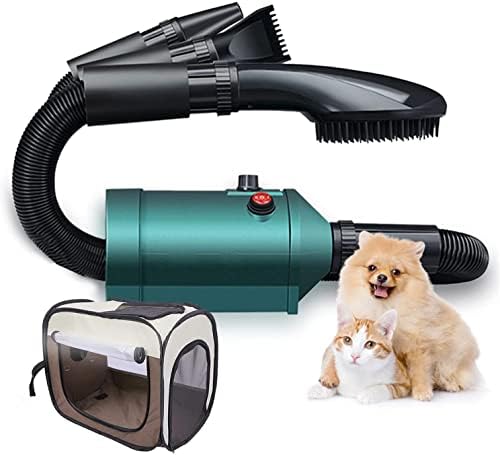 3 in 1 Dog Hair Dryer, Portable Pet Drying Box, Professional Grooming Brush Mini Pet Blower, Adjustable Speed Force Blow-Dryer with Hose and 3 Nozzle,L (Size : S) (Large)