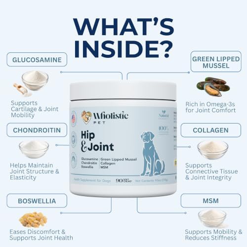 Hip and Joint Supplement for Dogs, 90 Mobility Chews, Bacon Flavor