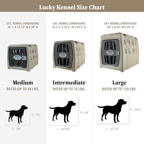 Lucky Dog Kennel, Durable Crash Tested Portable Dog Crates, Medium, Tan
