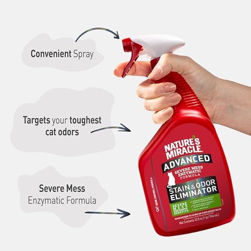 Nature’s Miracle Advanced Cat Stain & Odor Eliminator, Severe Mess, 32 oz