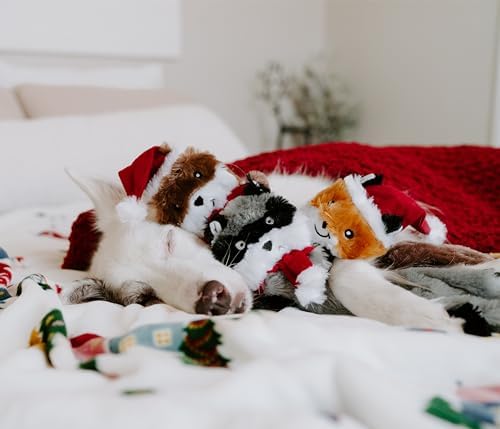 ZippyPaws Skinny Peltz for Medium and Large Dogs - Holiday 3-Pack | No Stuffing Dog Toys to Keep Them Busy, Squeaky Unstuffed Chew Toy for Pets, Soft Plush Variety Pack, Fox, Raccoon & Squirrel