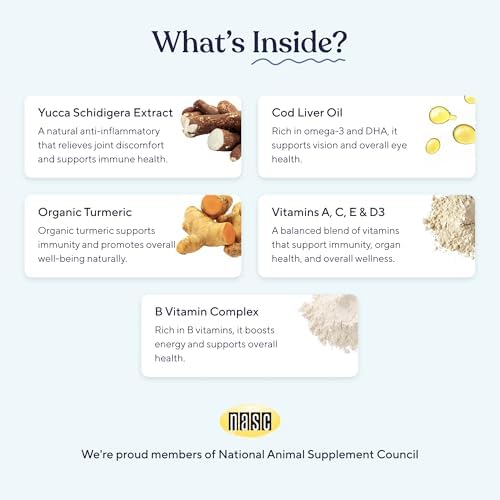 Pawfy 15 in 1 Dog Multivitamin - Skin, Coat & Immune Support Chews | Turmeric, Cod Liver Oil, Biotin & Vitamin C in One Daily Bite | Everyday Wellness for Healthy Pup or Senior Dog - 30 Chews