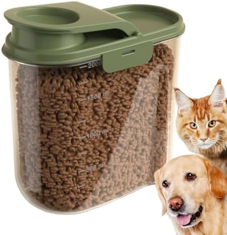 Dog Food Storage Container Anti-Moisture Dust-Proof Grain Dispenser, Green