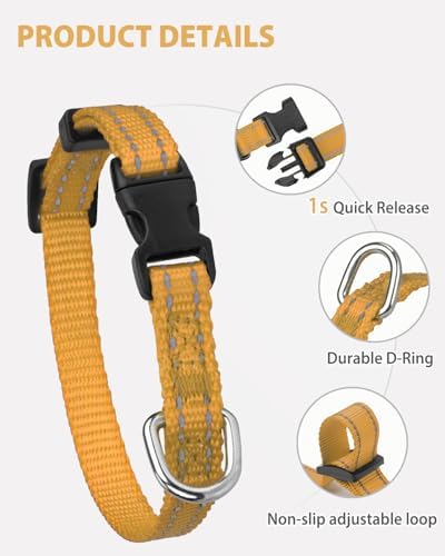 Joytale Feather-Light Puppy Collar for Extra Small Dogs, 3/8", Khaki