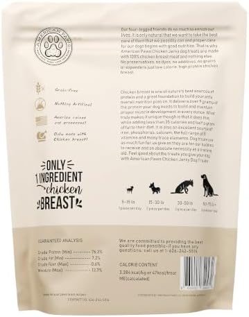 American Paws Bulk Chicken Jerky Dog Treats for Large Dogs, USA (2 LB)